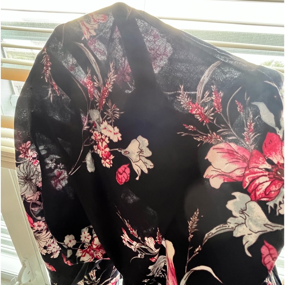 Flower Printed Soft Smocked Waist Cotton Lightweight Boho Traveler Pants One SZ - Picture 12 of 12